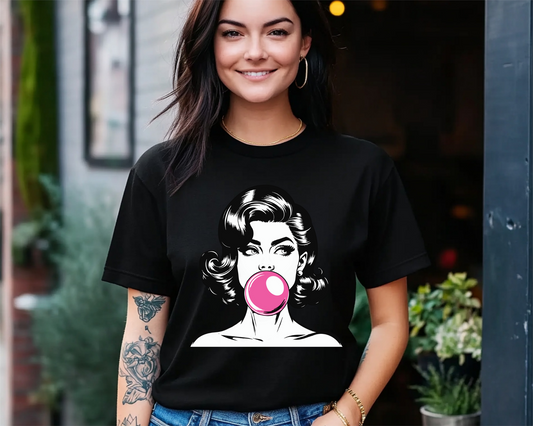 Vintage Glamour Unisex Softstyle T-Shirt - Retro Bubblegum Design