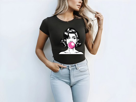 Vintage Glamour Unisex Softstyle T-Shirt - Retro Bubblegum Design